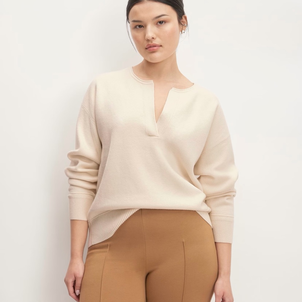 NWT Everlane The Cotton-Merino Vintage Henley White Base - Size XXS - Picture 5 of 5